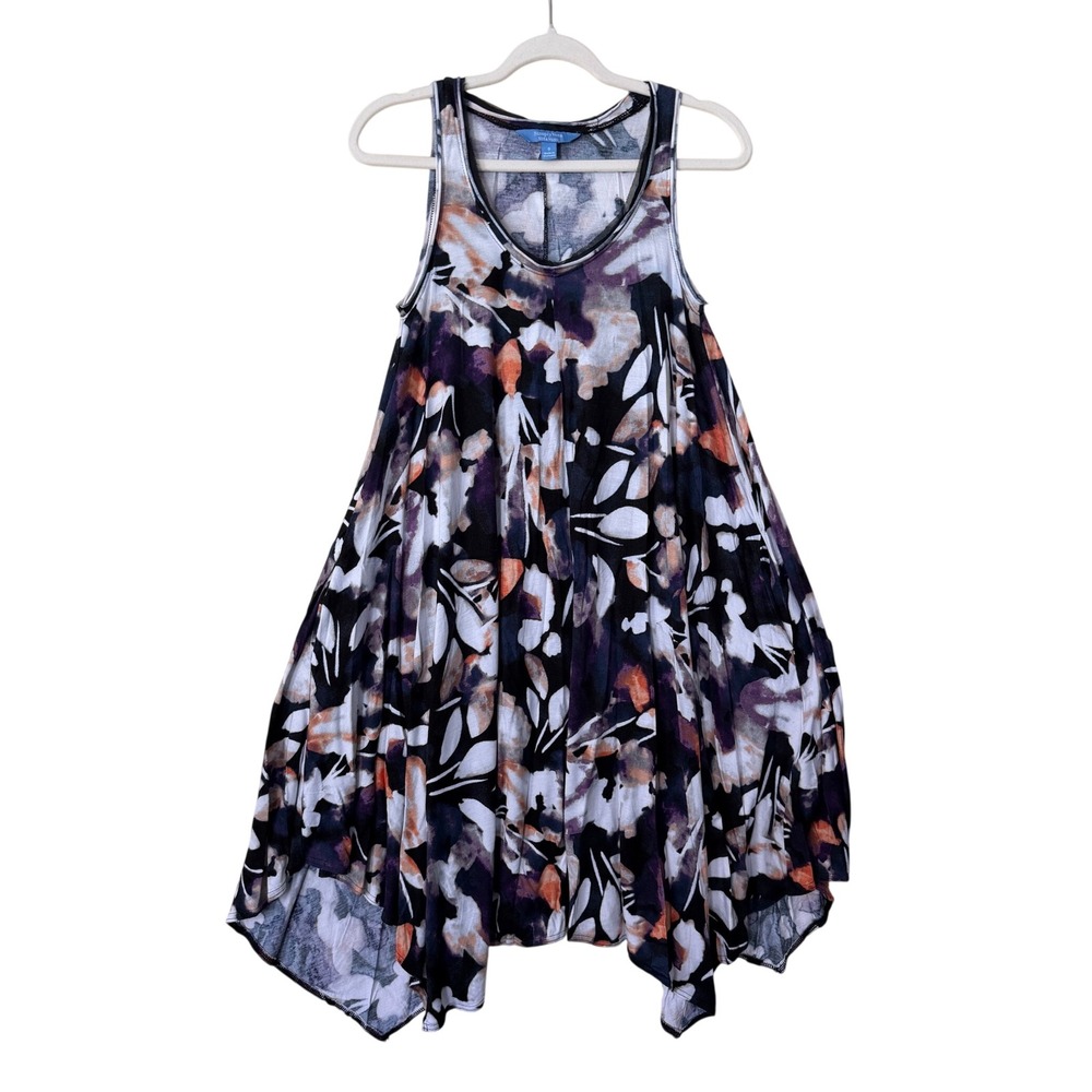 Simply Vera Vera Wang Abstract Floral Handkerchief Hem Swing Dress Purple Small